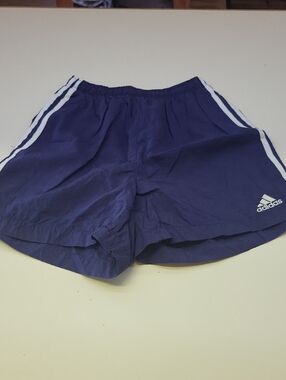 adidas Dark Blue Athletic Shorts with White Stripes